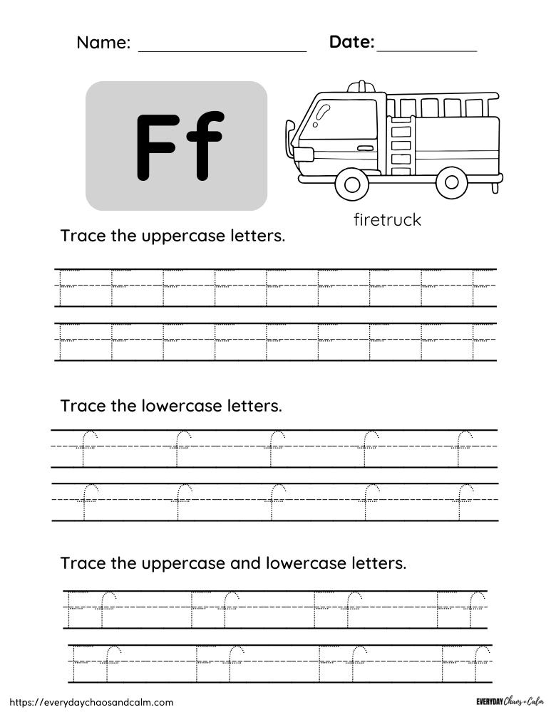 printable letter F worksheet, PDF, instant download, preschool, Kindergarten