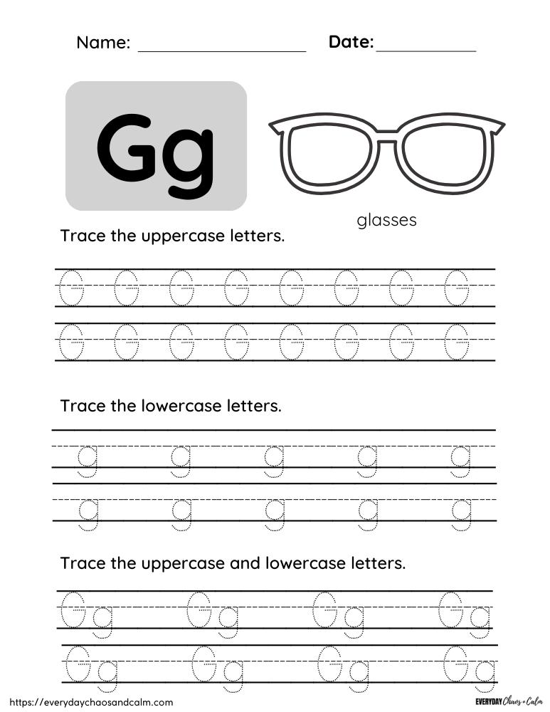 printable letter G worksheet, PDF, instant download, preschool, Kindergarten