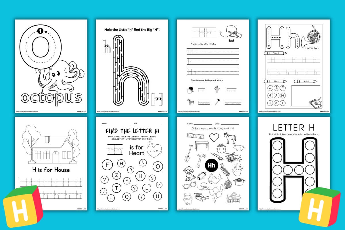 letter h worksheets example pages