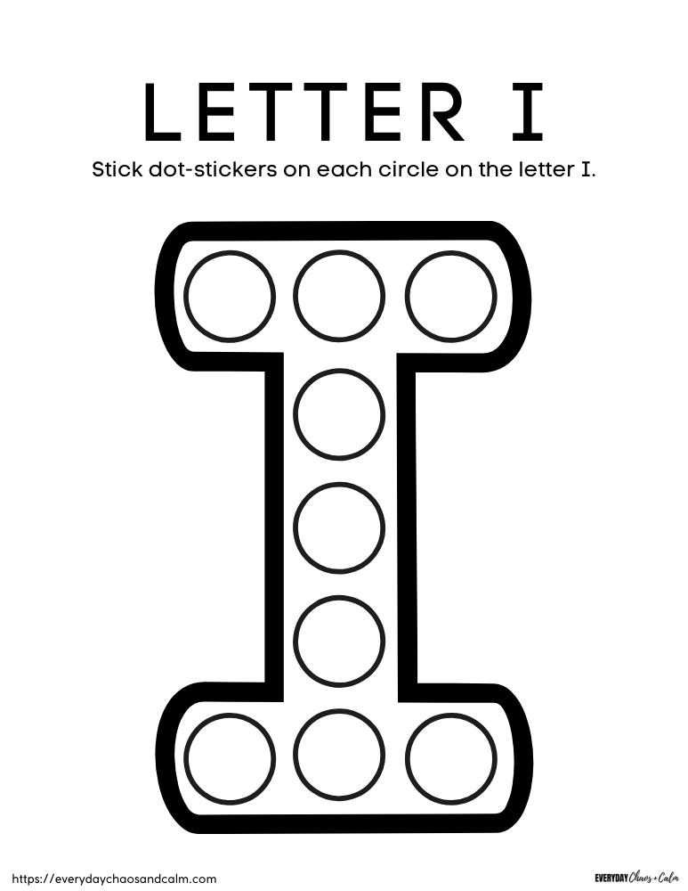 printable letter I worksheet, PDF, instant download, preschool, Kindergarten