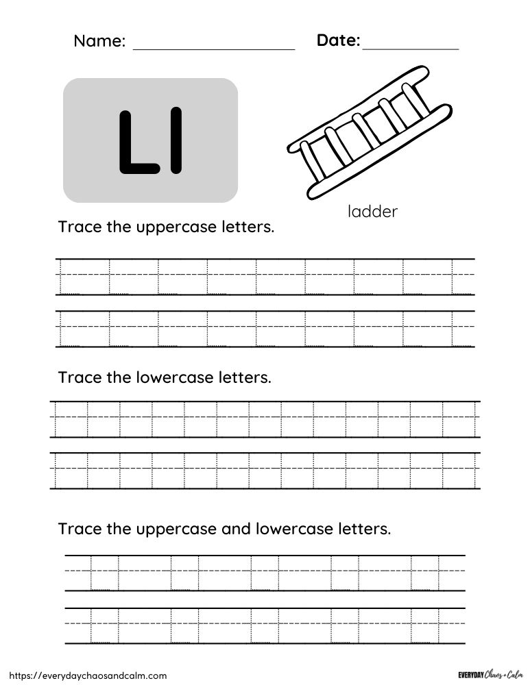 printable letter L worksheet, PDF, instant download, preschool, Kindergarten