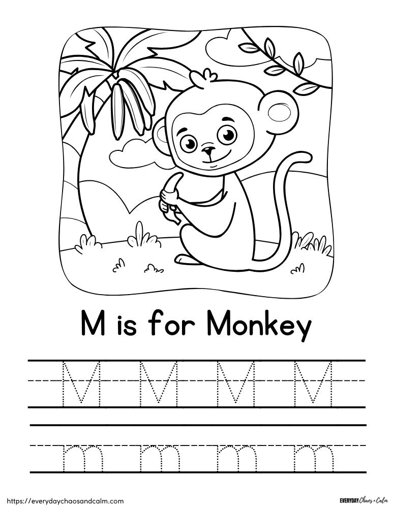 printable letter M worksheet, PDF, instant download, preschool, Kindergarten