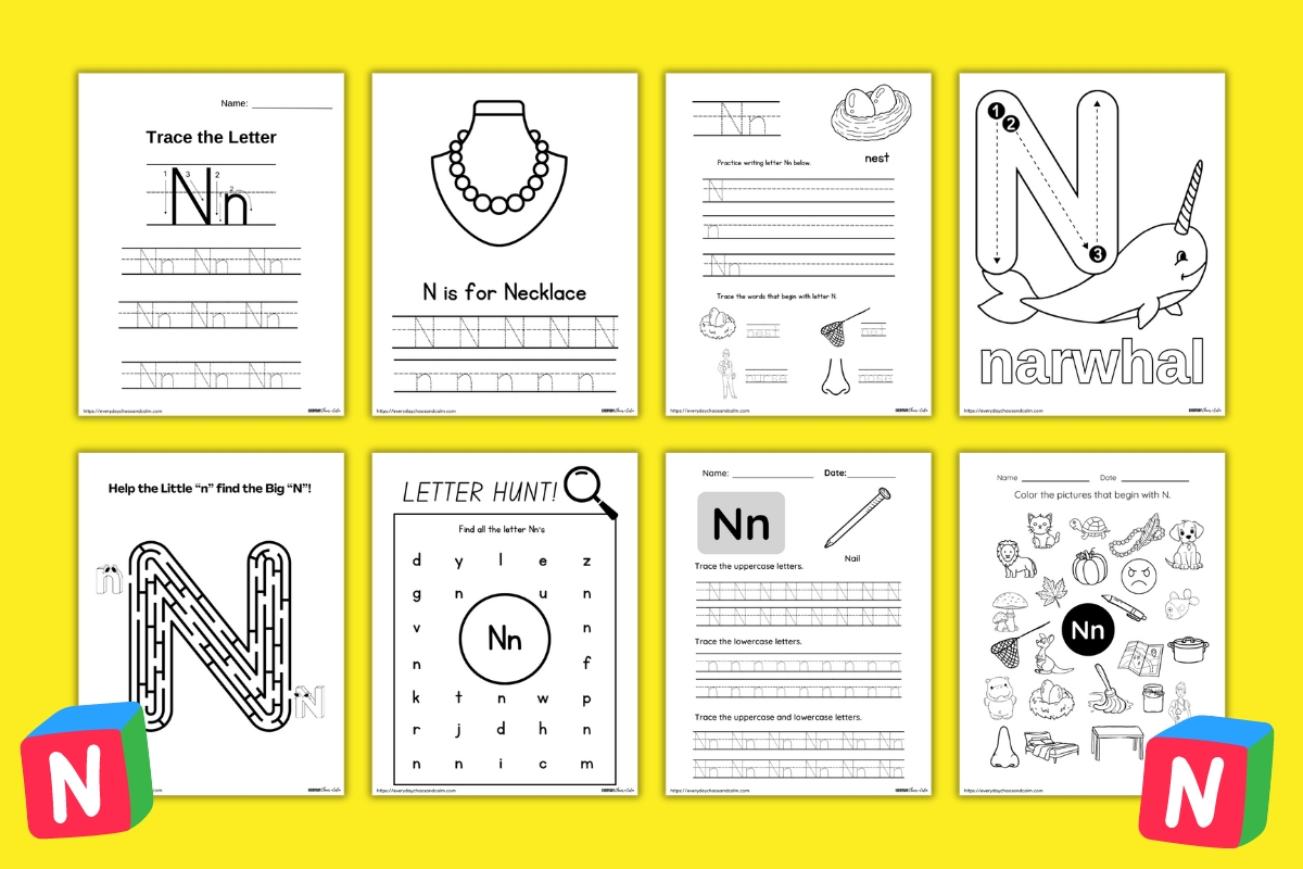Free Printable Letter N Worksheets
