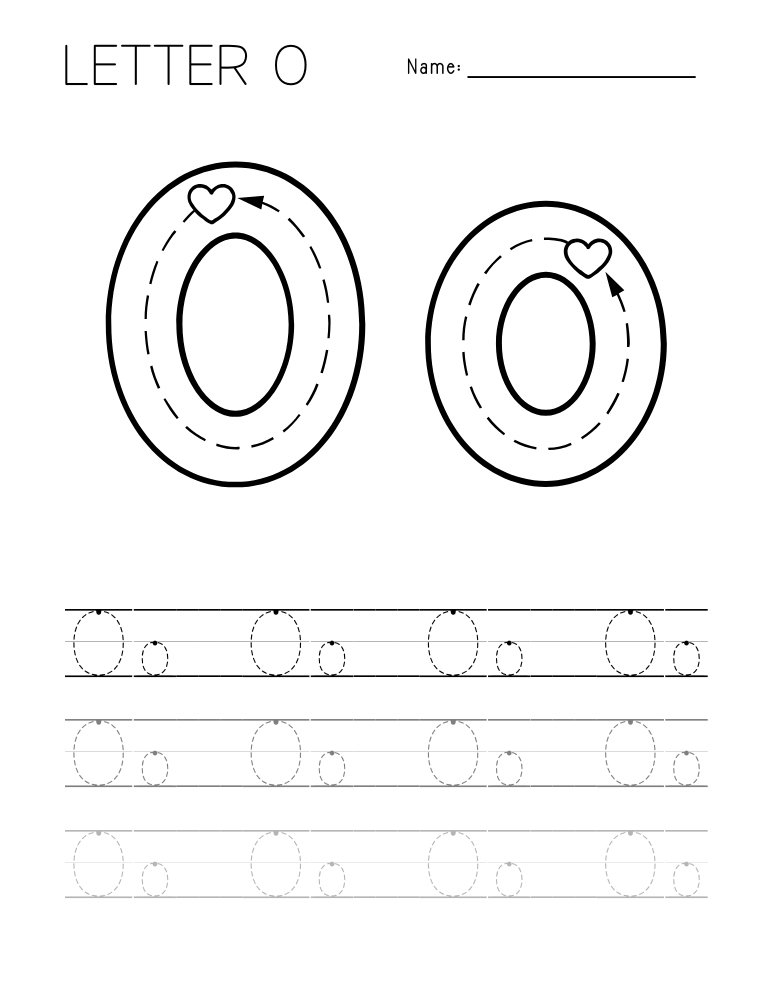 letter O tracing worksheet, education printable, PDF, instant download, kids