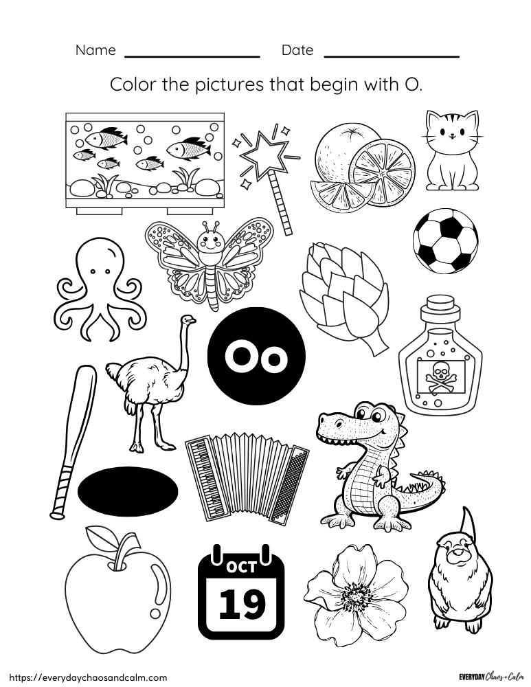 printable letter O worksheet, PDF, instant download, preschool, Kindergarten