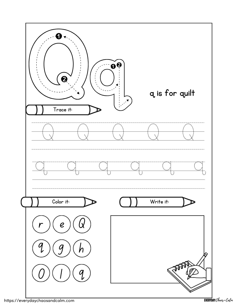 Free Printable Letter Q Worksheets