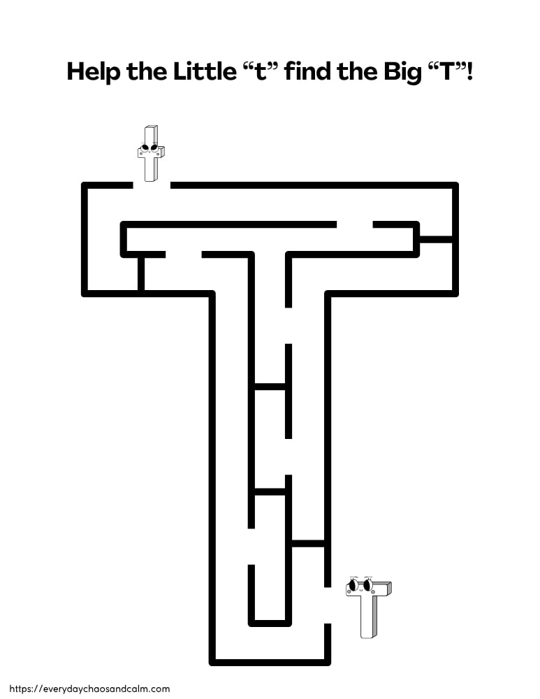 printable letter T worksheet, PDF, instant download, preschool, Kindergarten
