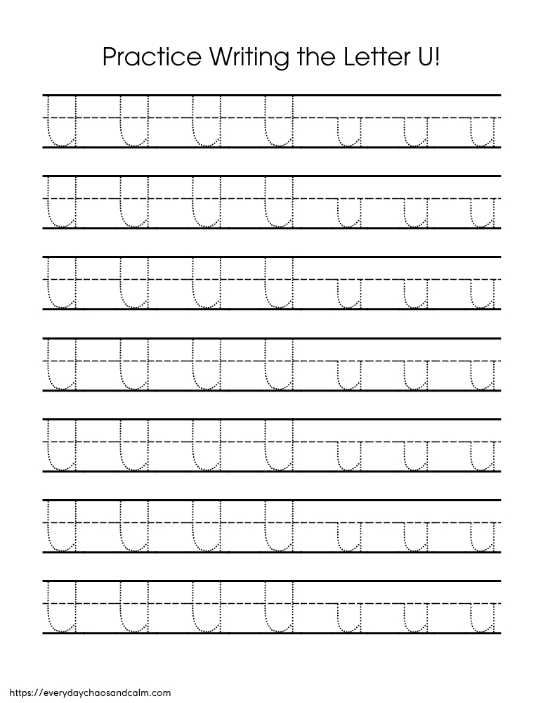 printable letter U worksheet, PDF, instant download, preschool, Kindergarten