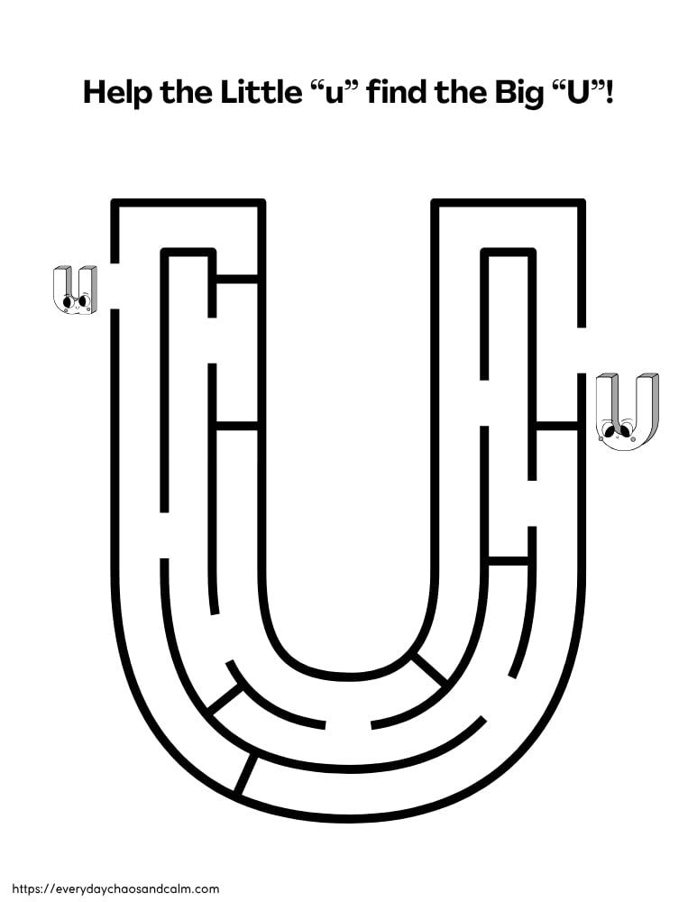 printable letter U worksheet, PDF, instant download, preschool, Kindergarten