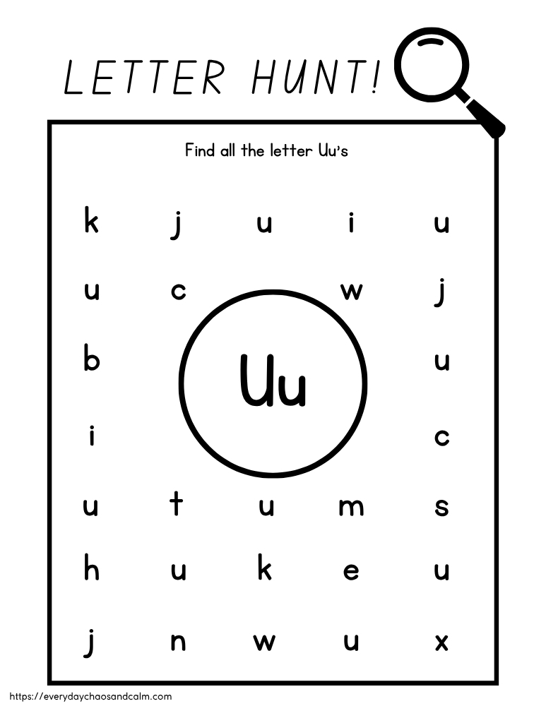 printable letter U worksheet, PDF, instant download, preschool, Kindergarten