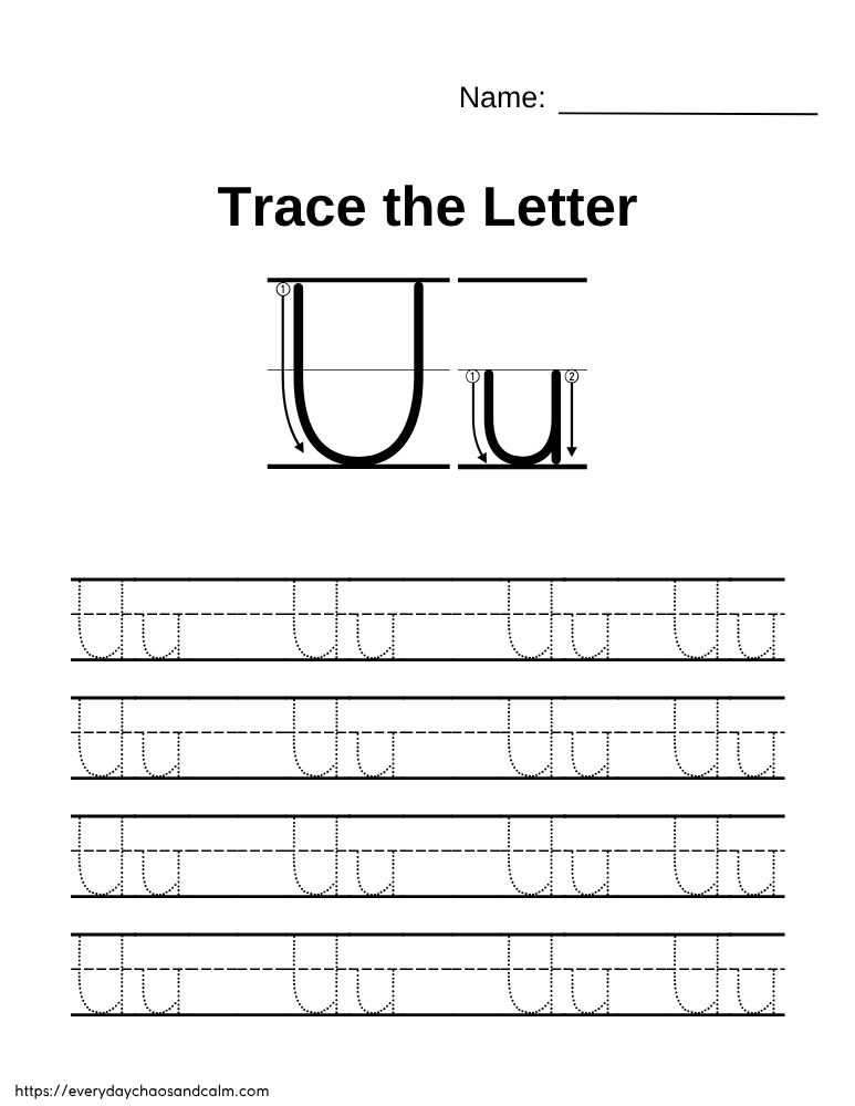 printable letter U worksheet, PDF, instant download, preschool, Kindergarten