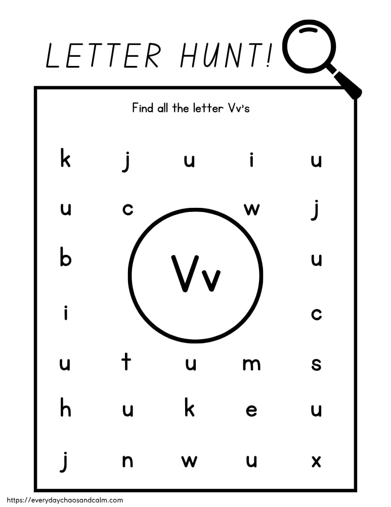 printable letter V worksheet, PDF, instant download, preschool, Kindergarten