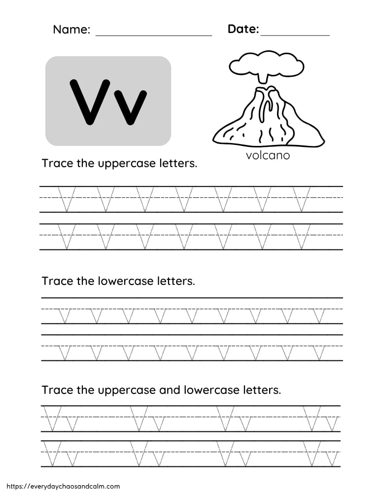 printable letter V worksheet, PDF, instant download, preschool, Kindergarten