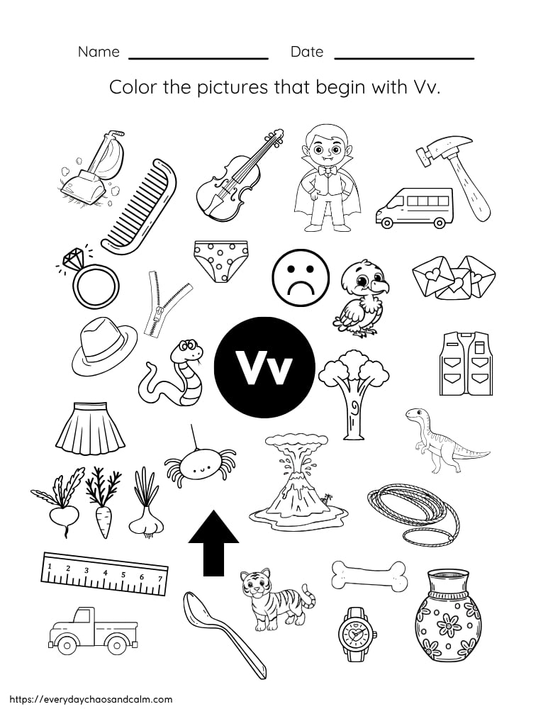 printable letter V worksheet, PDF, instant download, preschool, Kindergarten
