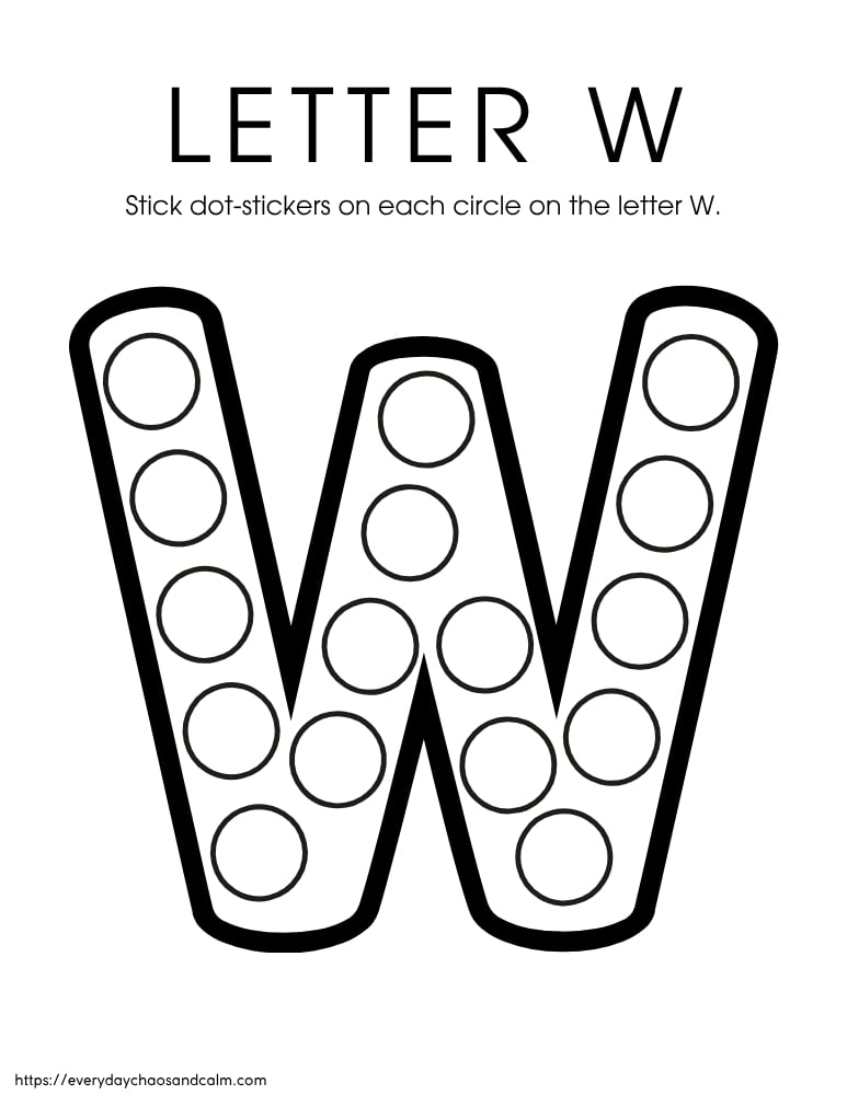 printable letter W worksheet, PDF, instant download, preschool, Kindergarten