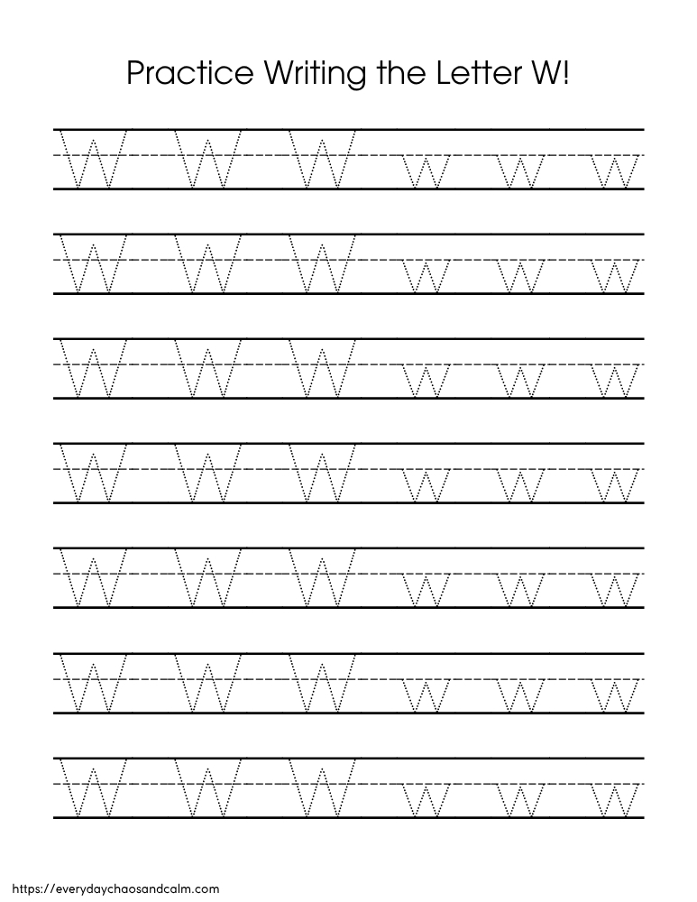 printable letter W worksheet, PDF, instant download, preschool, Kindergarten