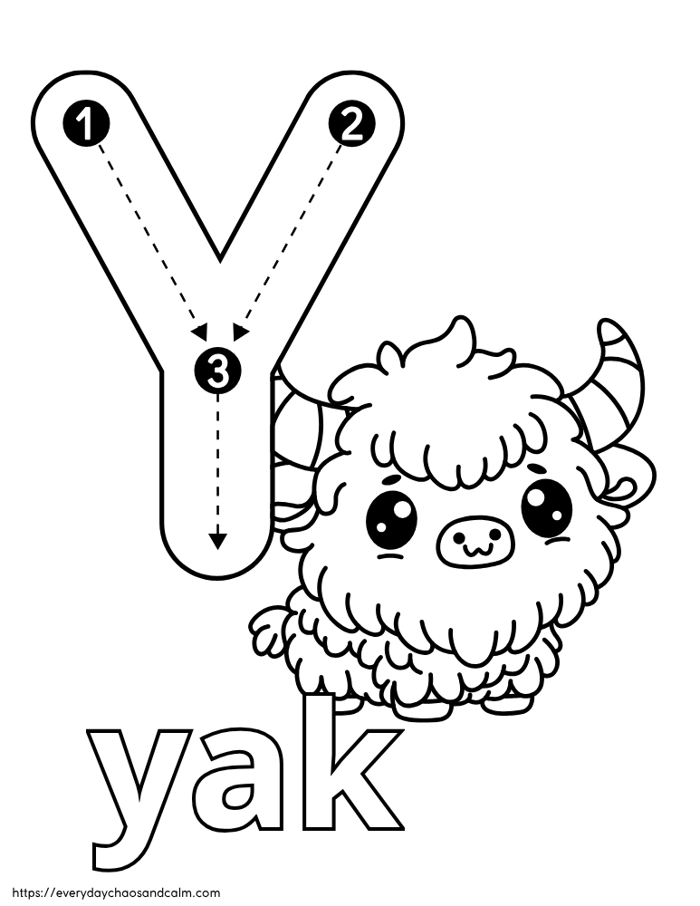 letter y coloring worksheet
