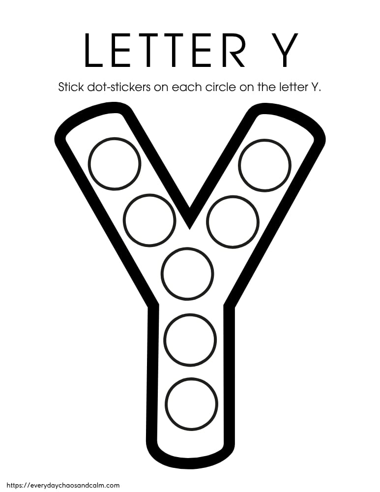 printable letter Y worksheet, PDF, instant download, preschool, Kindergarten