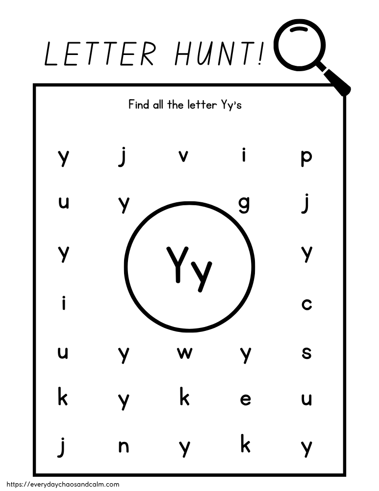 printable letter Y worksheet, PDF, instant download, preschool, Kindergarten