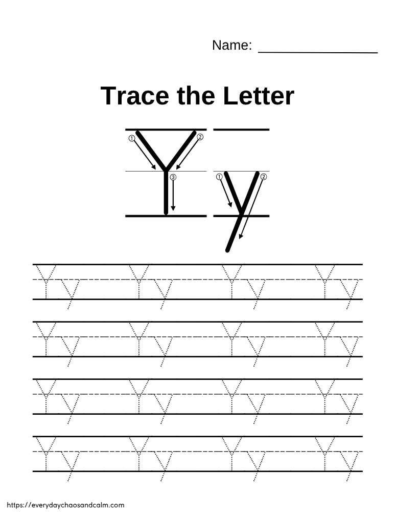 printable letter Y worksheet, PDF, instant download, preschool, Kindergarten