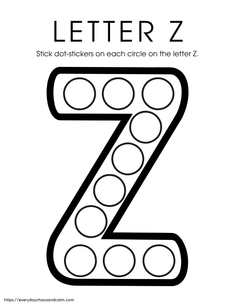 printable letter Z worksheet, PDF, instant download, preschool, Kindergarten