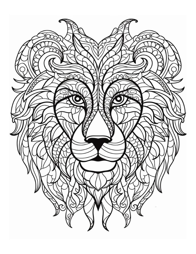 lion coloring page, PDF, instant download, kids