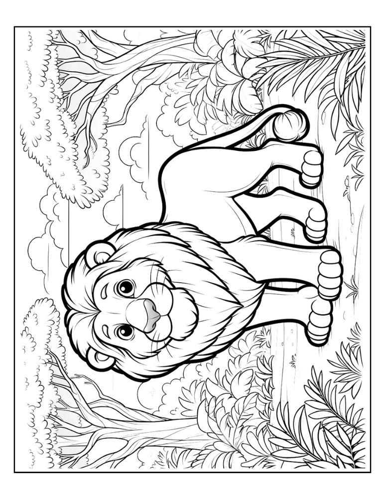 lion coloring page, PDF, instant download, kids