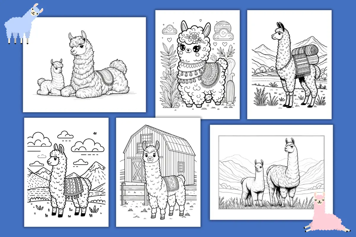 Mix and Match Llama Coloring Page Craft - Messy Little Monster