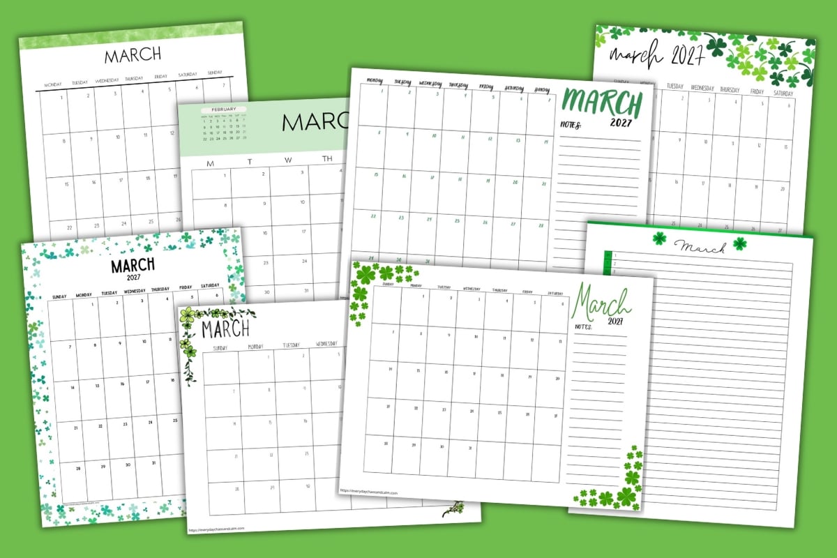 printable march 2027 calendars