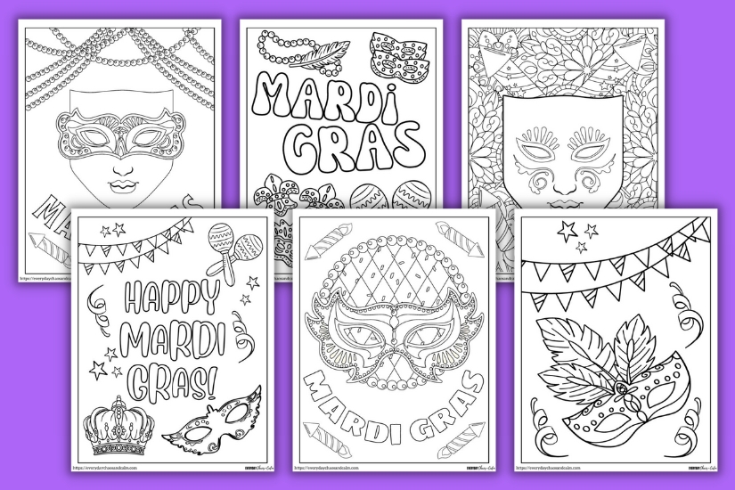 6 Free Mardi Gras Coloring Pages for Kids