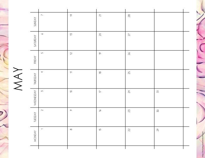 vertical printable May 2023 calendar- monday start