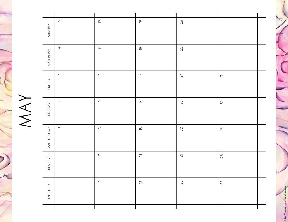 vertical printable May 2024 calendar- monday start