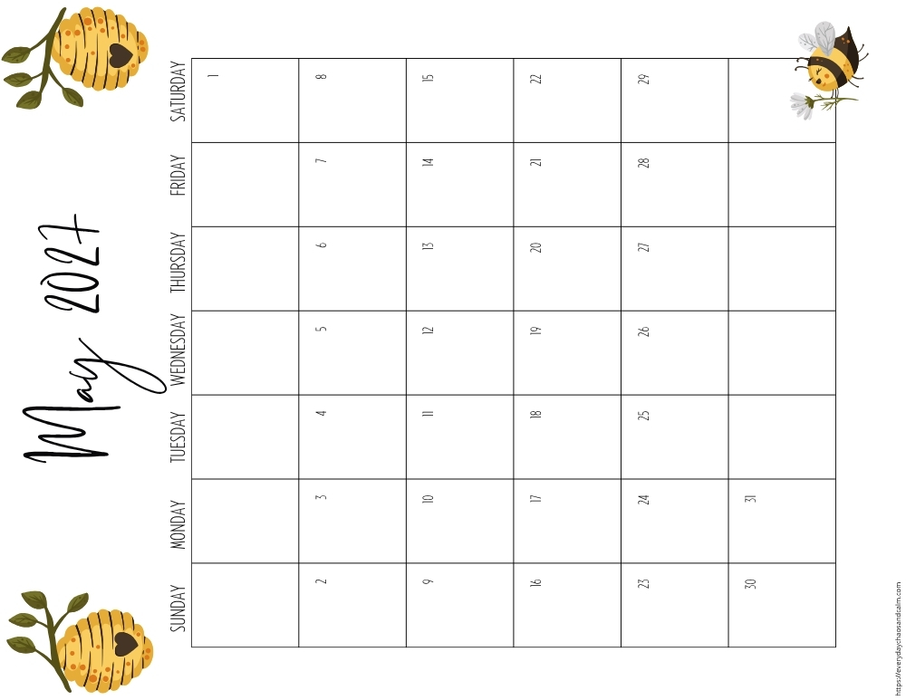 vertical printable May 2027 calendar- sunday start