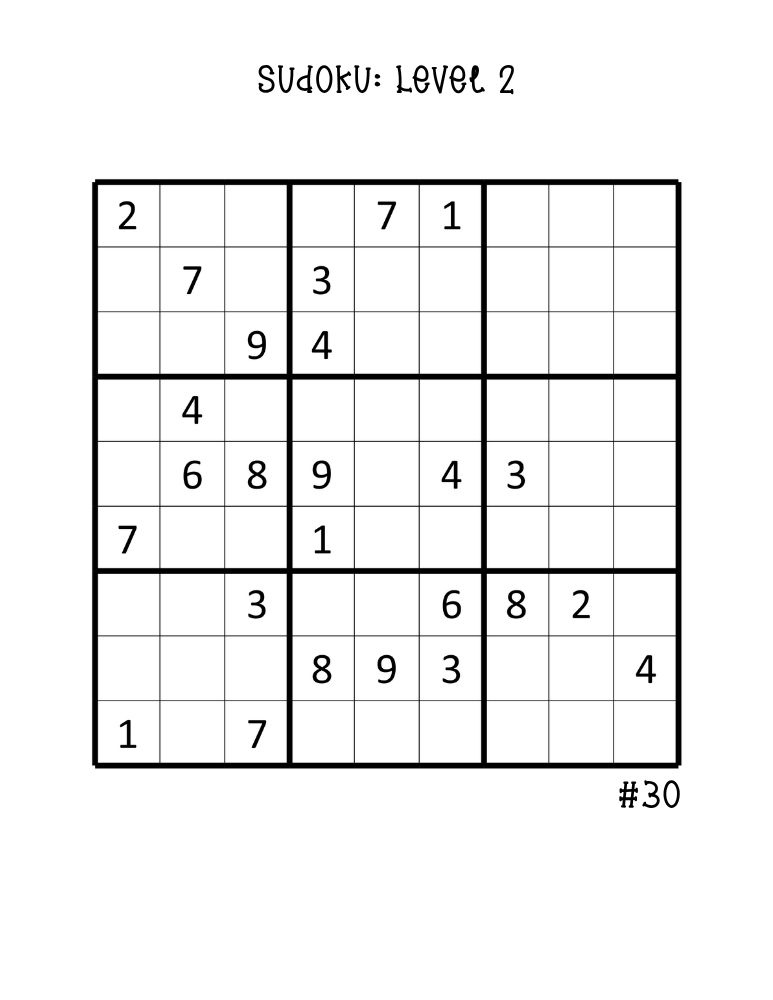 large print printable medium sudoku puzzles, full-page single number puzzle, intermediate problem-solving worksheet, PDF, instant download