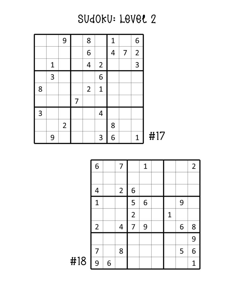 printable medium sudoku puzzles collection, dual puzzle practice page, mind game sheet, PDF, instant download