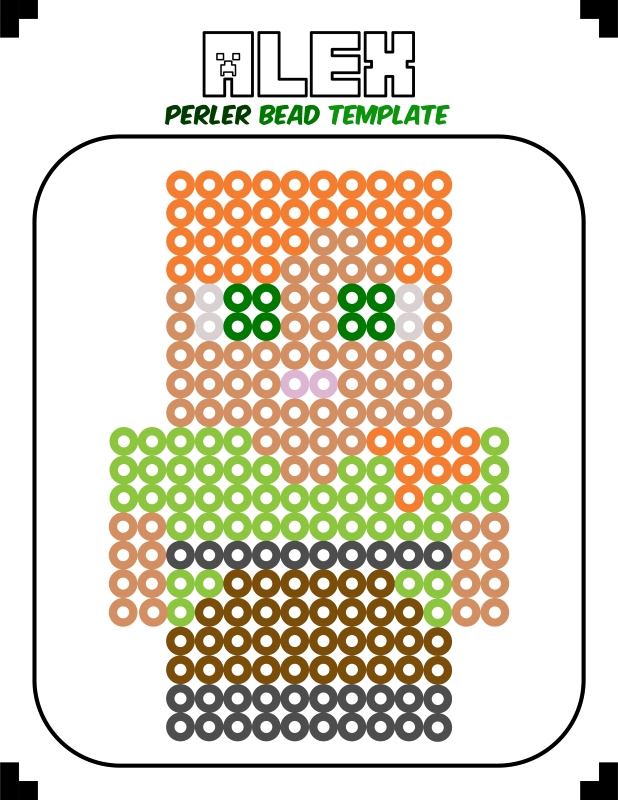 printable minecraft perler bead pattern- alex