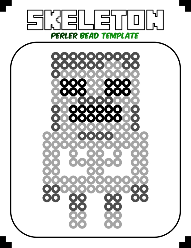 printable minecraft perler bead pattern- skeleton