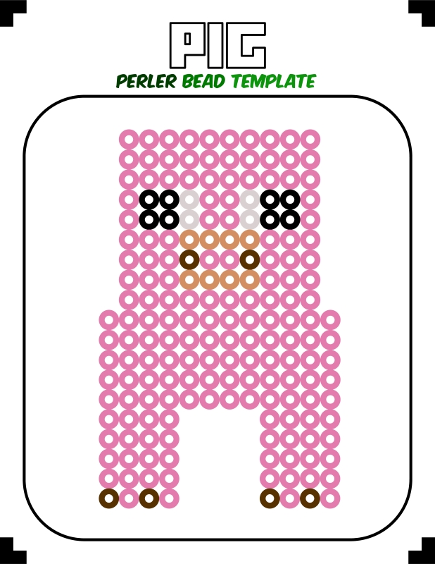 printable minecraft perler bead pattern- pig