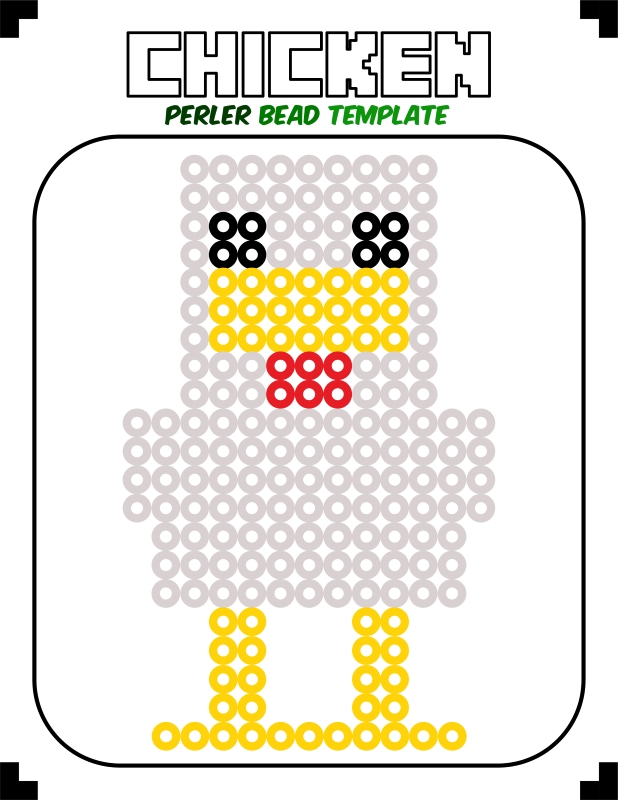 printable minecraft perler bead pattern- chicken