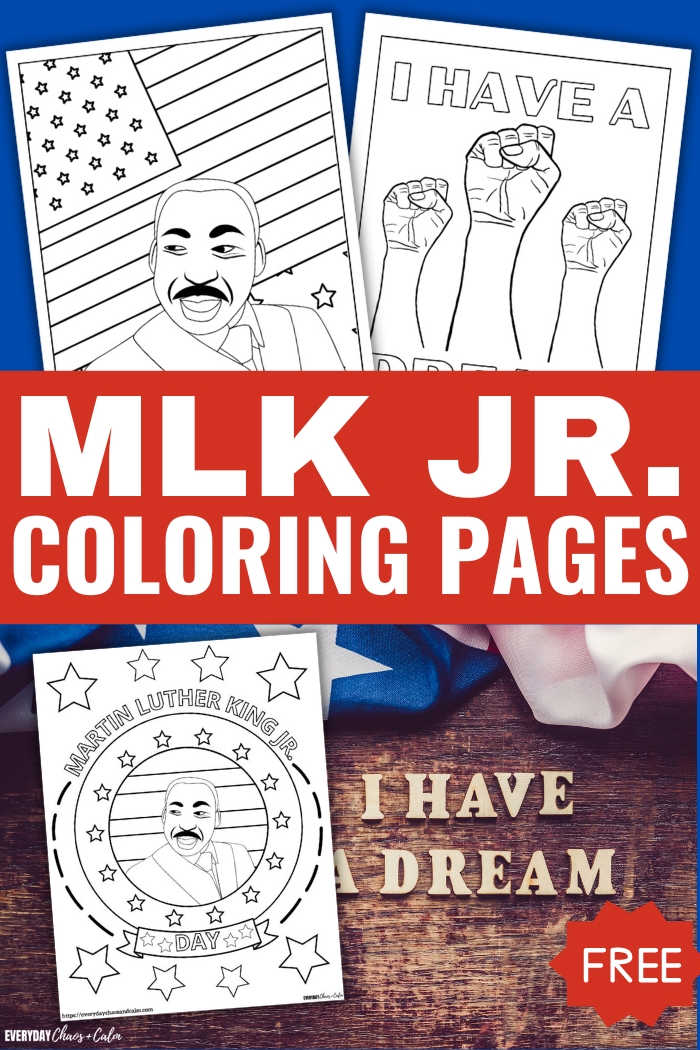MLK Jr coloring pages text with example pages