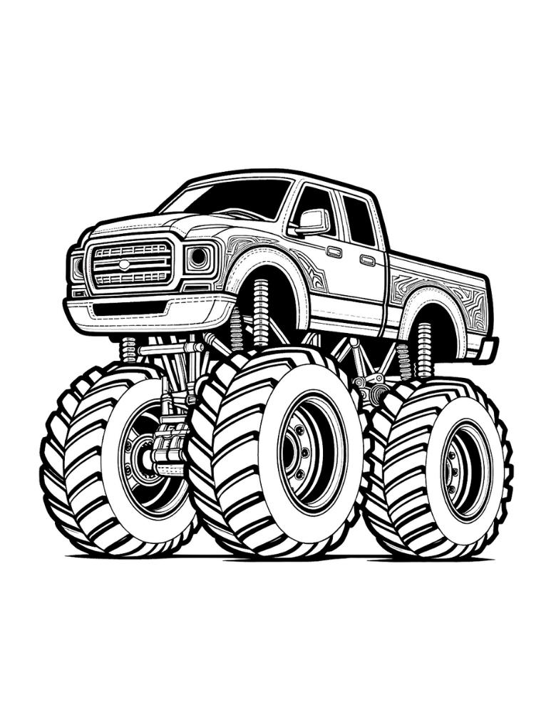 monster truck coloring page, PDF, instant download, kids