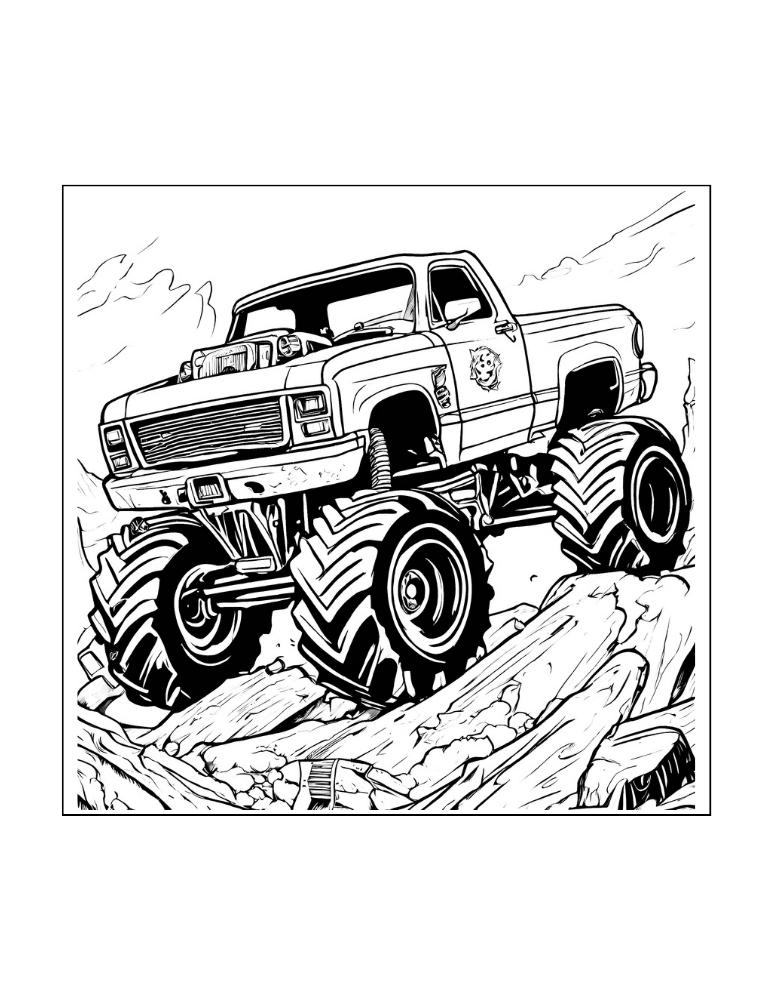 monster truck coloring page, PDF, instant download, kids