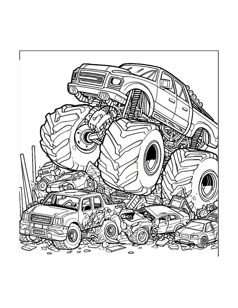 monster truck coloring page, PDF, instant download, kids