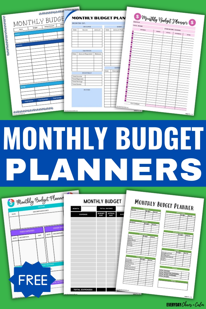 monthly budget planners with example pages