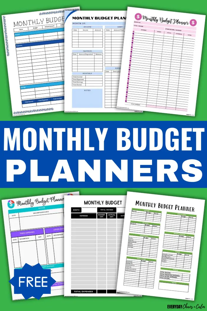 6 Free Printable Monthly Budget Planner