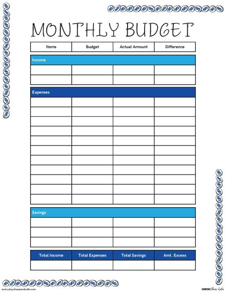 Printable Monthly Budget Planner Free printable monthly planner,for organization, saving money, track income and expenses, instant download.