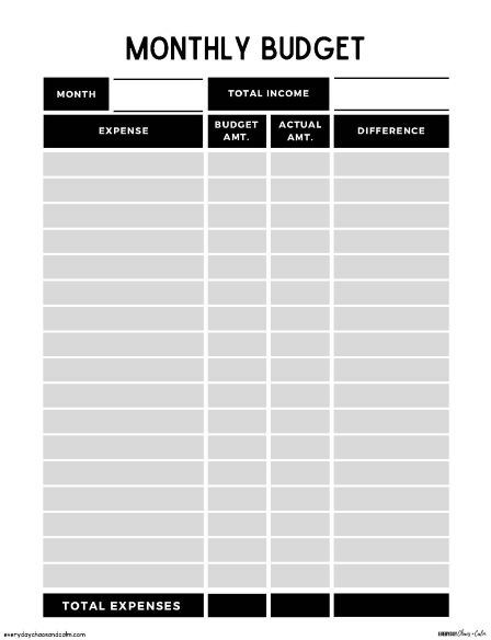 Simple Monthly Budget and Expense Tracker Free printable monthly planner,for organization, saving money, track income and expenses, instant download.