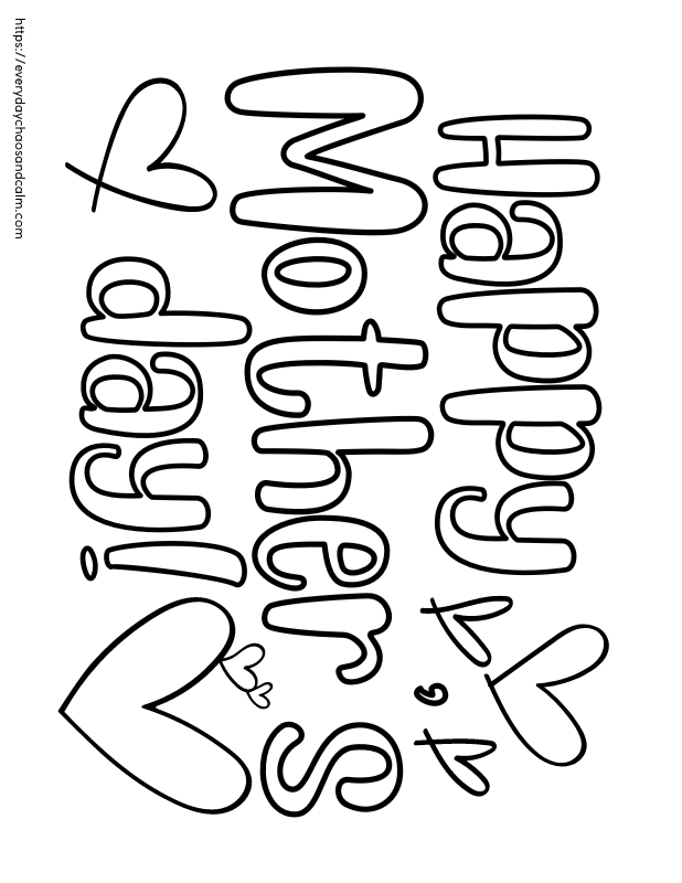 Mother's Day Coloring Page #1 Free printable Mother's Day coloring pages, pdf, for kids, print, download.