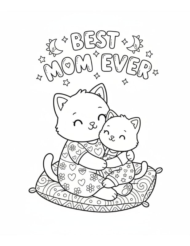 Mother's Day garden coloring, flowers and butterflies, kids art project, PDF, instant download