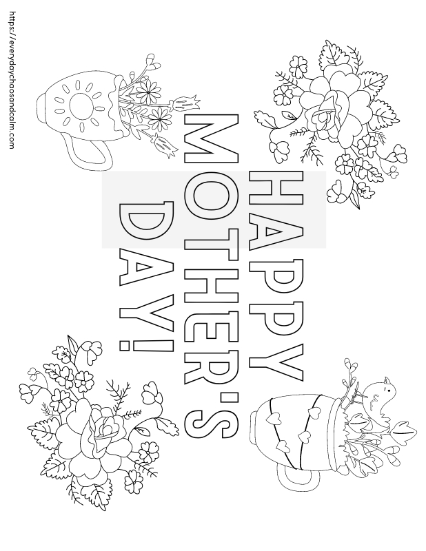 Mother's Day Coloring Page #4 Free printable Mother's Day coloring pages, pdf, for kids, print, download.